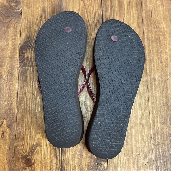 COPY - Reef wedge flip flops Womens size 10 brown/red - Picture 9 of 10